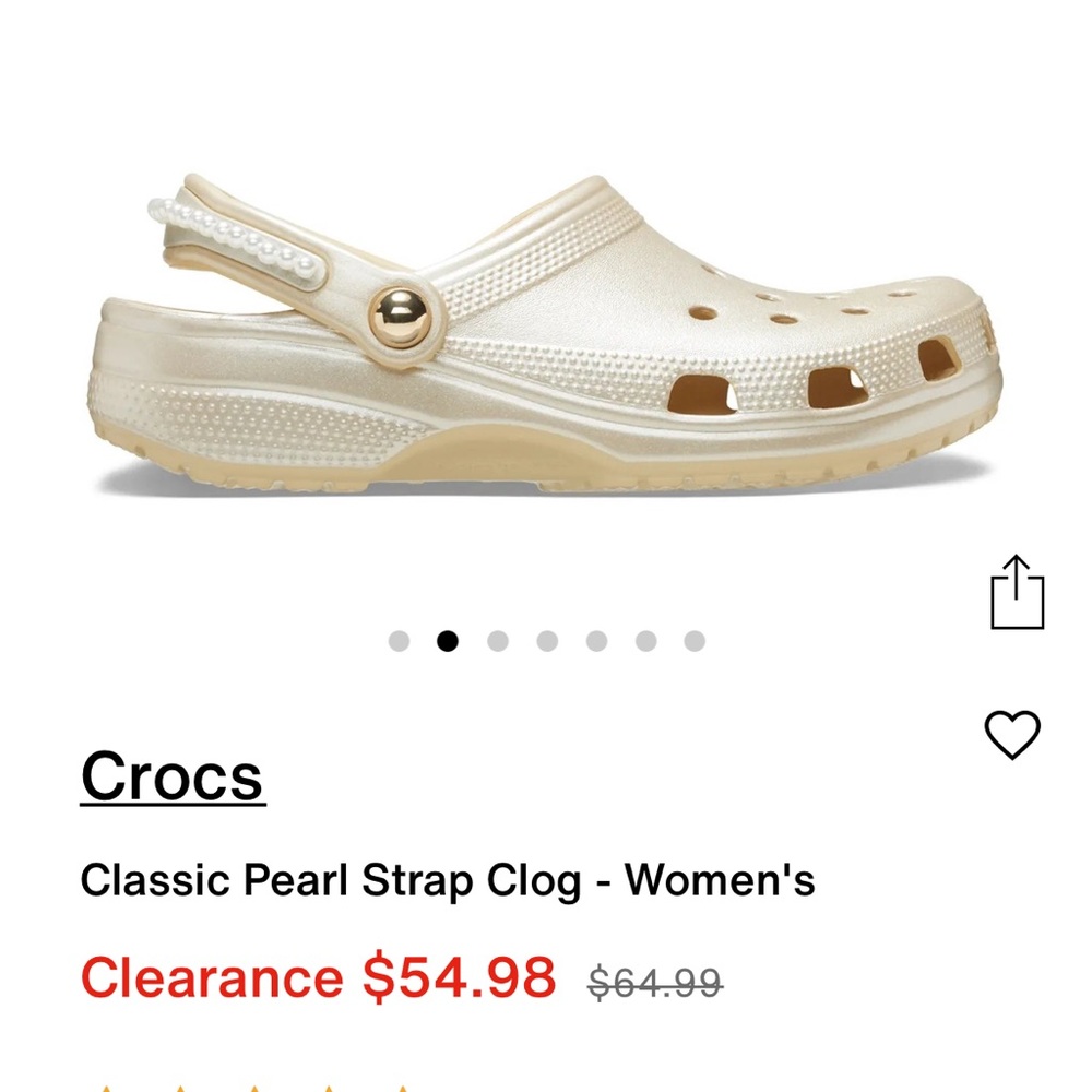 CROCS Women's Cream Pearl Strap Clog